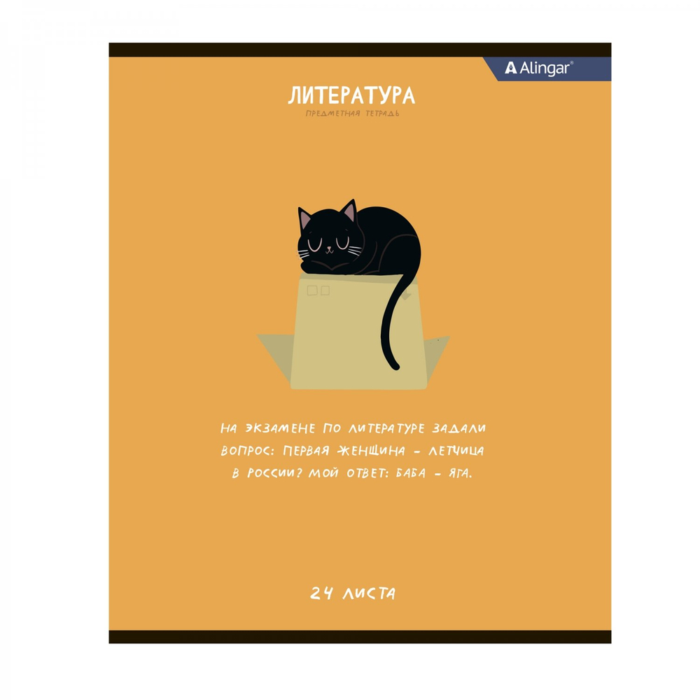 Комплект предметных тетрадей А5 24л., 8 предметов, со справочным материалом, скрепка, мелованный картон (стандарт), блок офсет, Alingar "Чёрный котик"