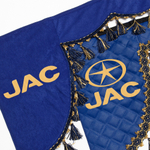 Ламбрекен с косынками стеганые JAC (экокожа, синий, синие кисточки)