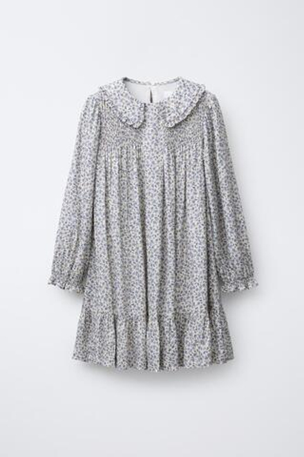 ZARA ПЛАТЬЕ С ЦВЕТОЧНЫМ ПРИНТОМ И ВОЛАНАМИ, ЭКРЮ