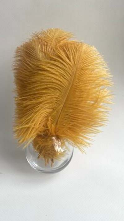 Перо страуса золотое 15 - 20 см.
