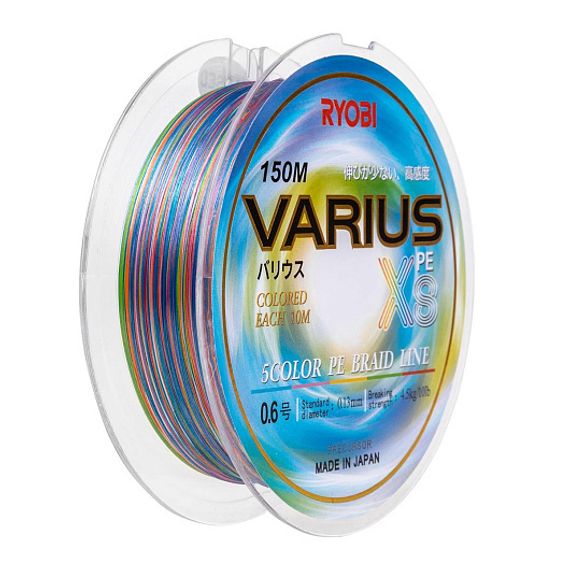 Шнур VARIUS PE8X-150MI 0.6# Multi Colour 0,128мм Ryobi