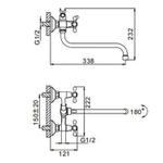 Смеситель для ванны и раковины 1/2 кер F2209 FRAP с шар перекл ПЕНТА, S излив, хром, латунь