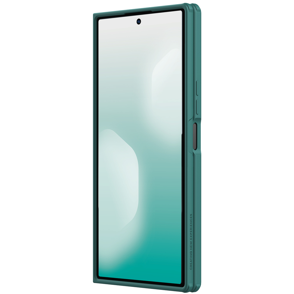 Чехол зеленого цвета покрытый мягким жидким силиконом от Nillkin для Samsung Galaxy Fold 7, серия Flex Pure Fold Case (в комплекте перо S Pen)
