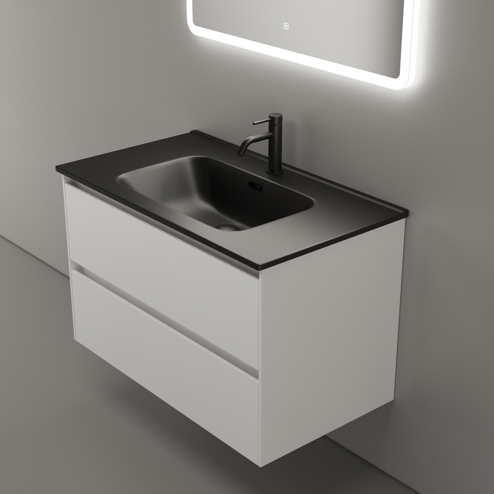 Тумба подвесная под раковину Sancos Cento, белый глянец 790х450х500