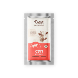 НАБОР Консервы DELISH Super Premium для кошек (суп) с говядиной и овощами - 10 шт х 80 гр