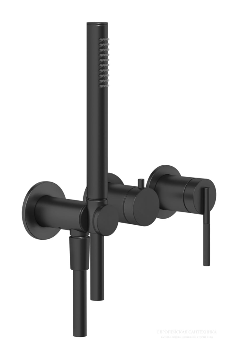 Смеситель для ванны Gessi Ingranaggio, настенный, на 2 потребителя, с ручным душем, встраиваемый, цвет Matte Black