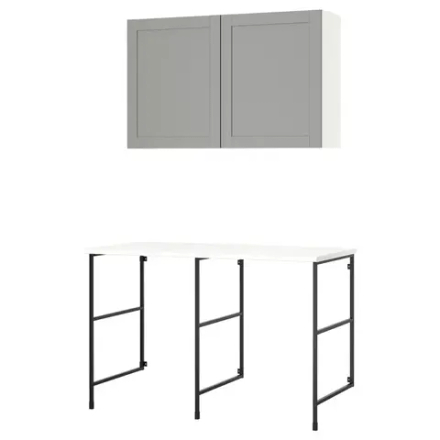 Комбинация для ванной - IKEA ENHET, 139х63.5х90.5 см, антрацит/белый/серый, ЭНХЕТ ИКЕА