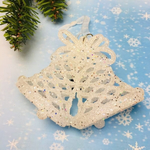 Подвеска "Колокольчики ажурные" 10 см, белый блеск