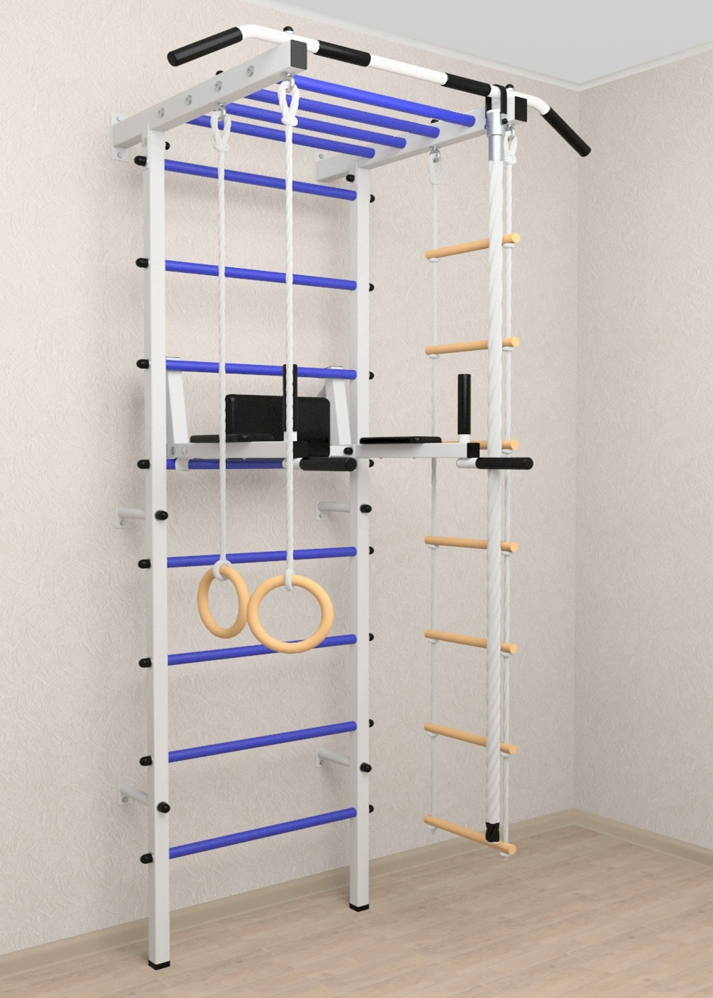 Шведская стенка Sv Pro рукоход 853 (Турник Pro рукоход/Брусья/стойка/Канат/Kольца/Лестница)