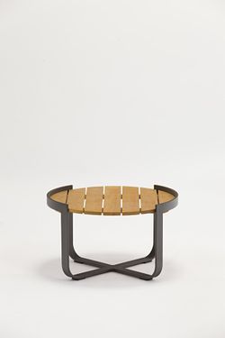 Boden, стол кофейный антрацит/натуральный, алюминий/тик