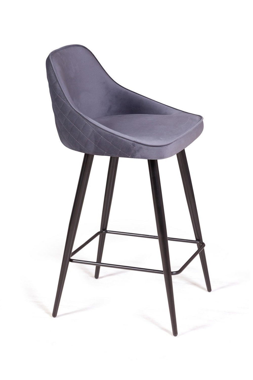 Стул полубарный Neo ромб, бархат серый 27