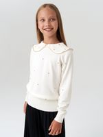 Джемпер для девочки с длинным рукавом AT977-1 молочный