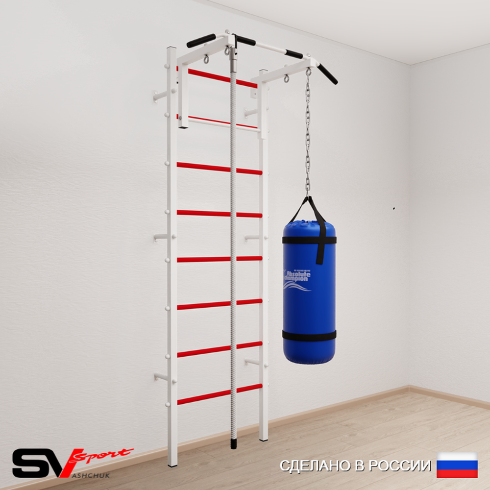 Шведская стенка Sv Sport усиленная 6092 (Турник стандарт/Канат/Цепь/Мешок 22кг)