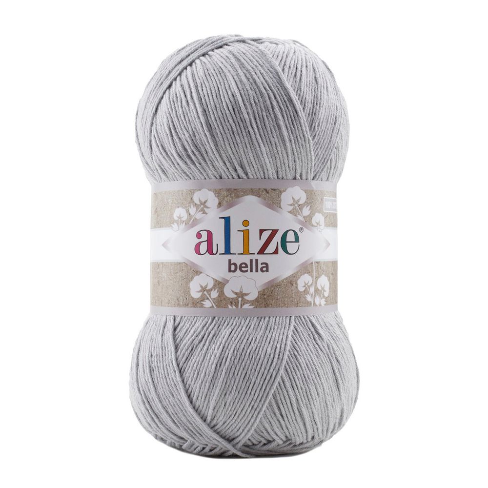 Пряжа Alize (Ализе) Bella 100 / уп.5 мот. по 100 г, 360м, 021 серый A