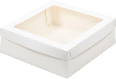 Коробка для зефира 20х20х7 см, белая со съёмной крышкой