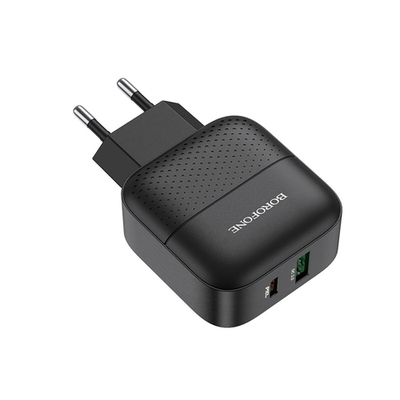 Зарядное устройство Borofone BA46A PD18W+QC3.0 3A Type-C+USB Black