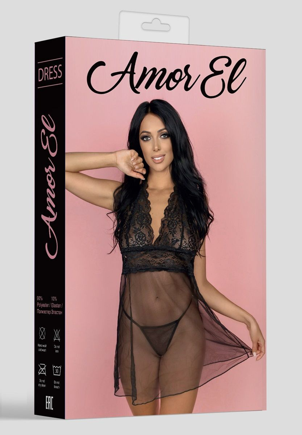 Эротический прозрачный бэби-долл с кружевным верхом (Размер: S-M) (Цвет: черный)