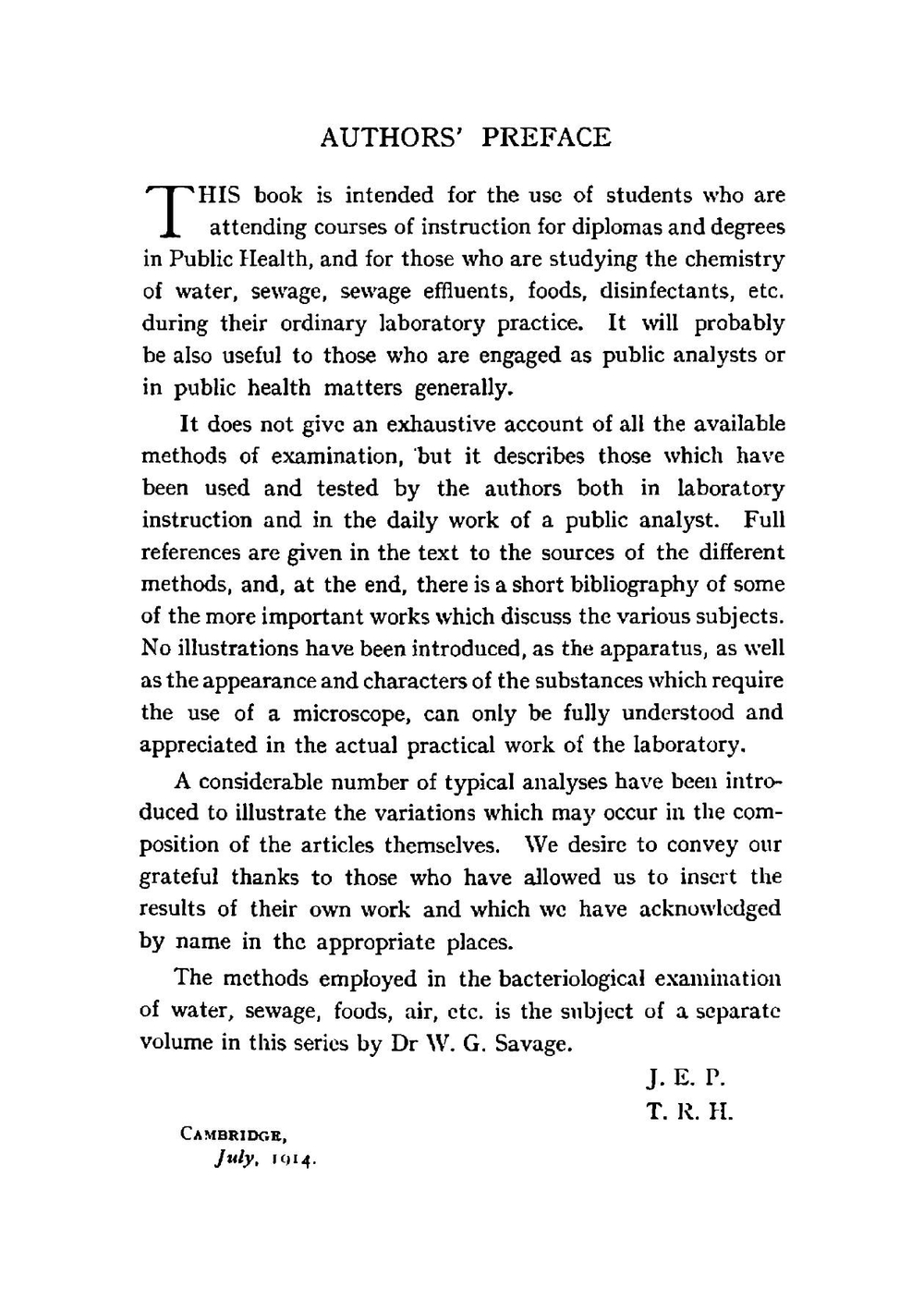 The chemical examination of water, sewage, foods, and other substances | Purvis John Edward