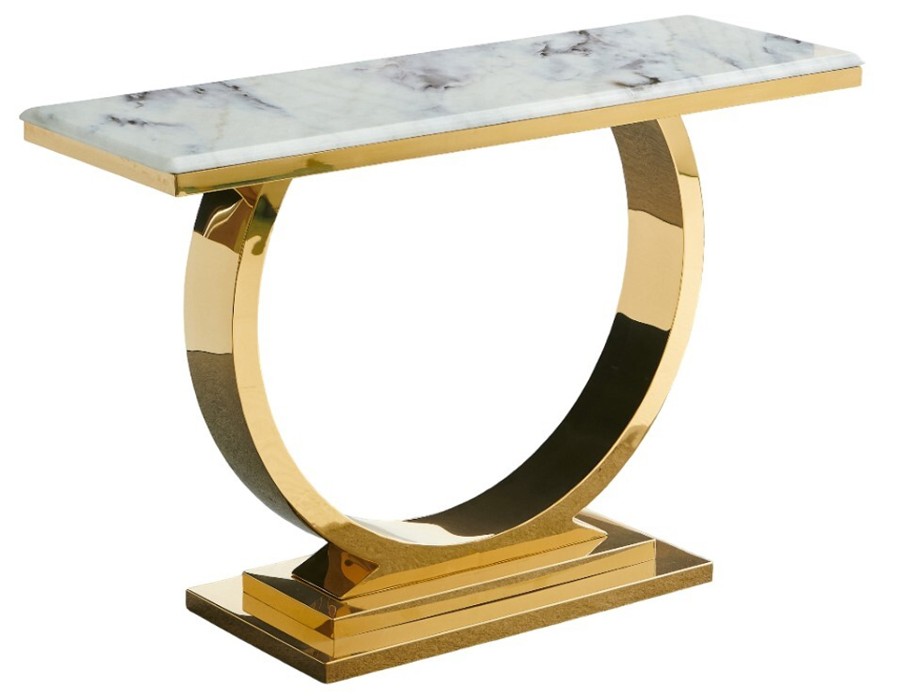 Стол-консоль Ist Casa Лира, 120х40х76 см, небесный белый, золотой