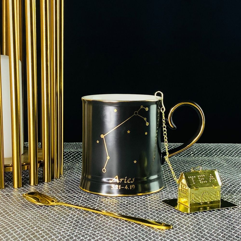 Lenardi 106-290 Кружка 360мл с ложкой и фильтром ОВЕН в под.уп.(х12)Фарфор