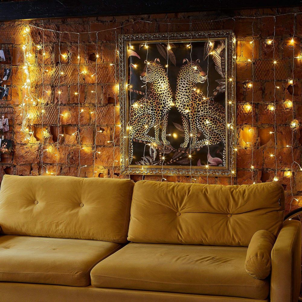 ULD-C3020-264-TTK WARM WHITE IP44 Занавес светодиодный с эффектом мерцания. 3х2м. 264 светодиода. Теплый белый свет. Провод прозрачный. TM Uniel