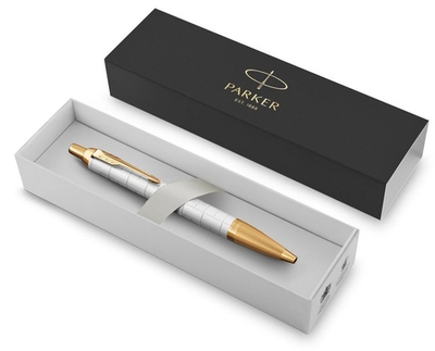 Шариковая ручка Parker IM Premium K318  Pearl GT, стержень: M, цвет чернил: blue, в подарочной упаковке.