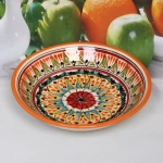 Тарелка плоская 19см оранжевая Риштанская Керамика