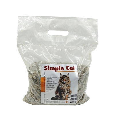 Наполнитель для кошачьего туалета минеральный впитывающий «Simple Cat» для длинношерстных кошек, 5 л