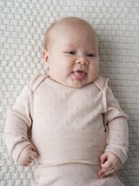 Боди с длинным рукавом "Нюд" из ажурного хлопка 0+