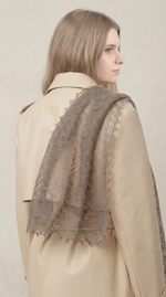 Оренбургский пуховый палантин А12040-03 серый