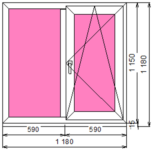Пластиковое окно 1150 х 1180 ТермА Эко