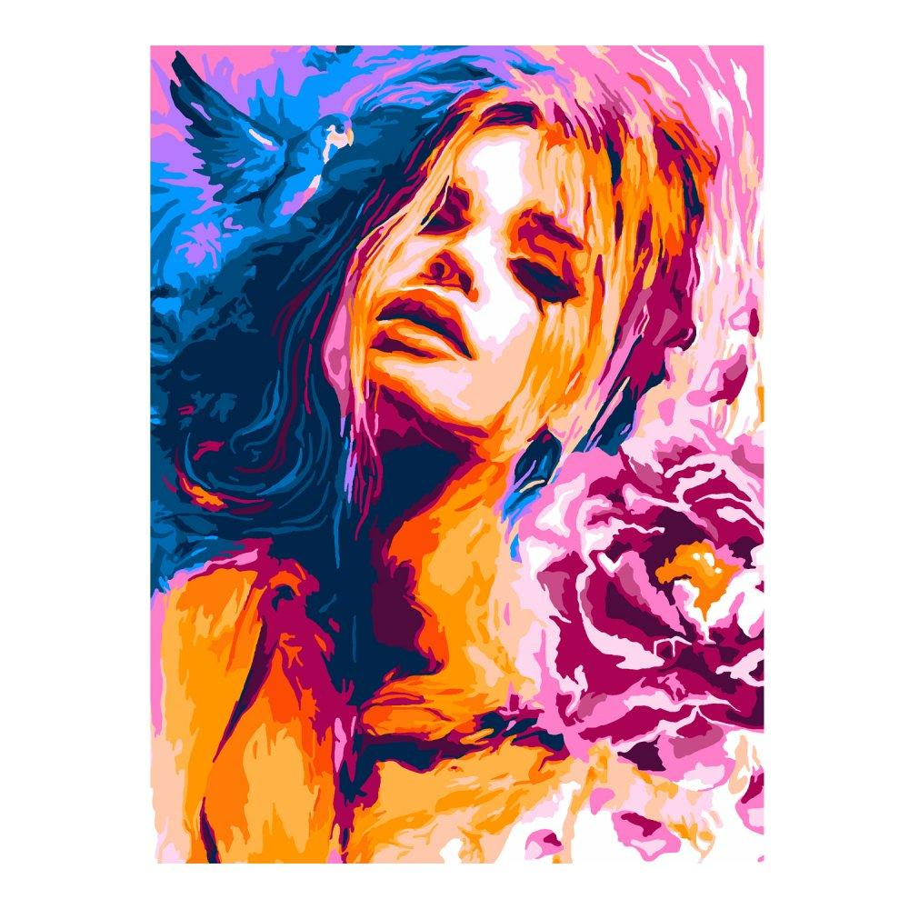 Картина по номерам 28,5*38см "Девушка с цветком" (Lori)