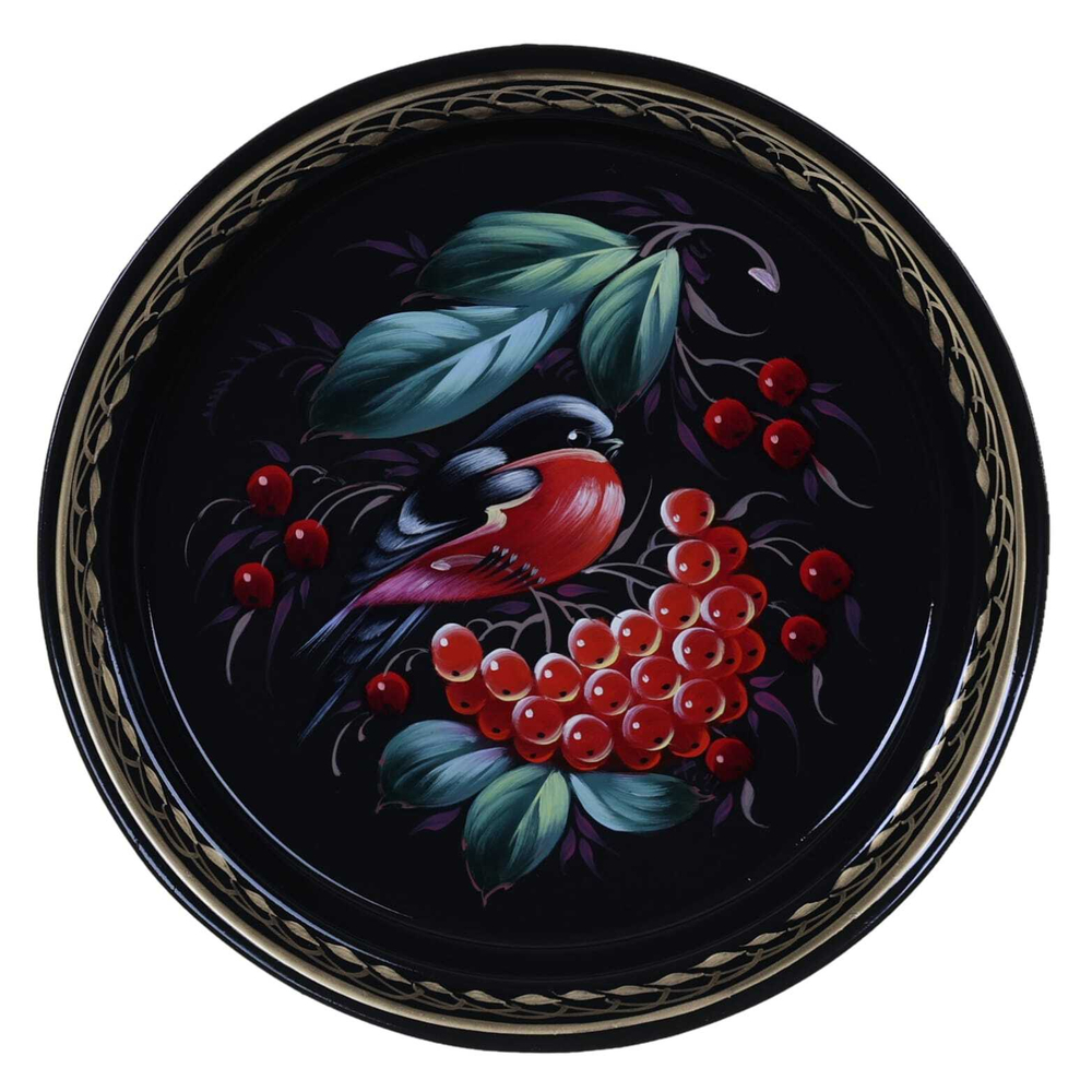 Жостовский поднос декоративный, размер 18 см (A1), металлический