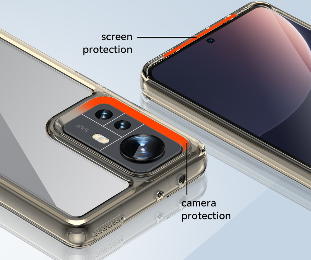 Чехол с усиленными защитными рамками для Xiaomi Mi 12 и 12X, боковые рамки тонированные