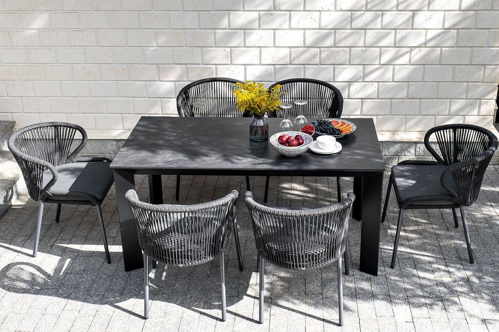 "Венето" обеденный стол из HPL 160х80см, цвет "серый гранит", каркас черный