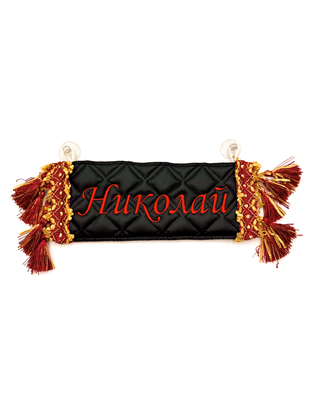 Карман Николай (черный с красной вышивкой, экокожа)