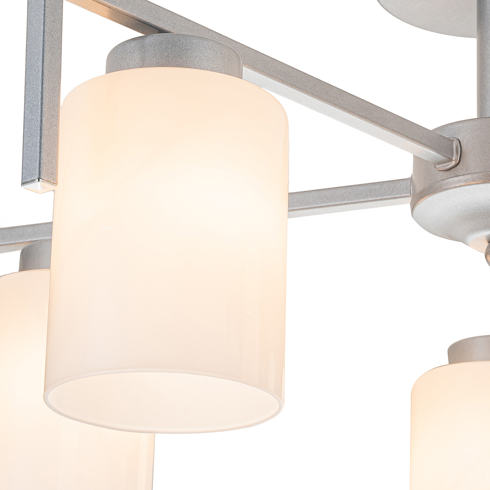 Потолочный светильник 5х60Вт E27, металл/стекло, серебро