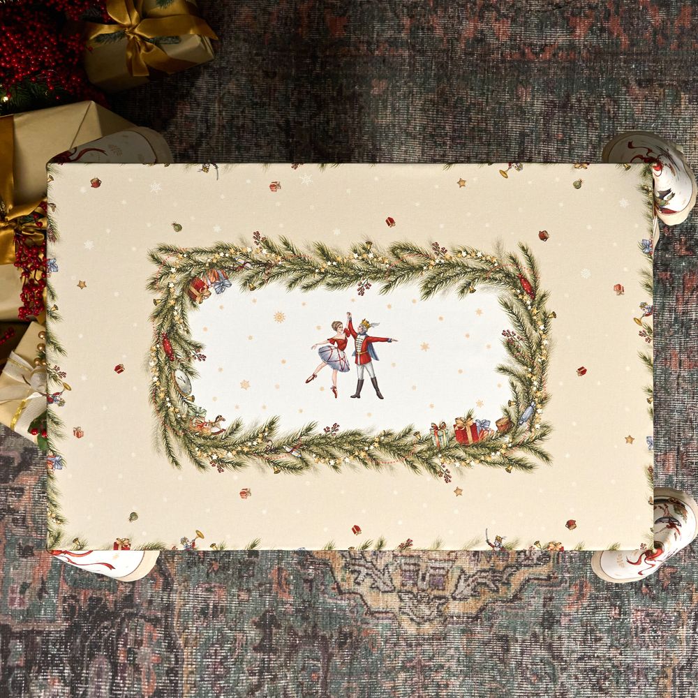 СКАТЕРТЬ "ЩЕЛКУНЧИК" 110Х140СМ ,БЕЖЕВЫЙ ,100% ХЛОПОК,ТВИЛ