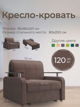 Кресло Денвер 0,8 - Velutto 23 шоколад/  коричневая накладка