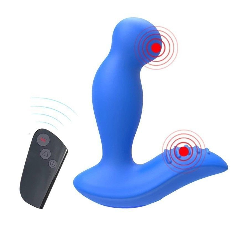 Синий вибромассажер простаты 3,5’’ Remote Control P-spot Massager - 12,5 см. (Цвет: синий)