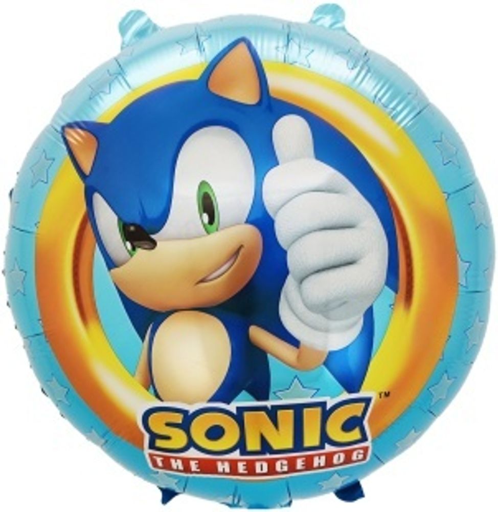 К Шар (18''/46 см) Круг, Ежик Аниме, Дизайн №1, Синий (БГ-15)