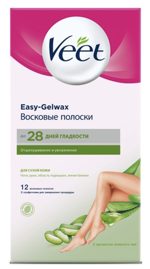 Восковые полоски для депиляции Veet для сухой кожи 12 штук