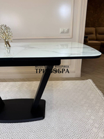 Кухонный раздвижной стол "Прадо", белый мрамор