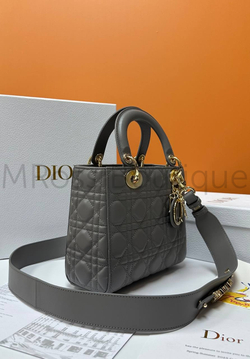 Женская сумка Lady Dior My ABC квадратная темно-серого цвета