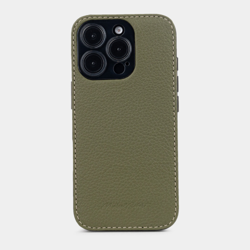 Чехол-накладка кожаная для iPhone 16 Pro Max, теленок зеленого цвета