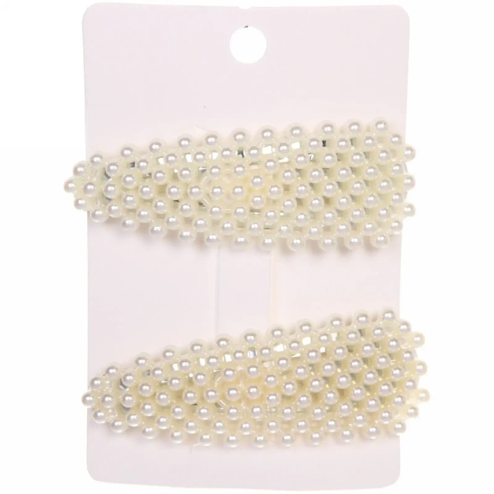 Зажим для волос 2шт «Fiona Style», цвет белый 7,5*2см