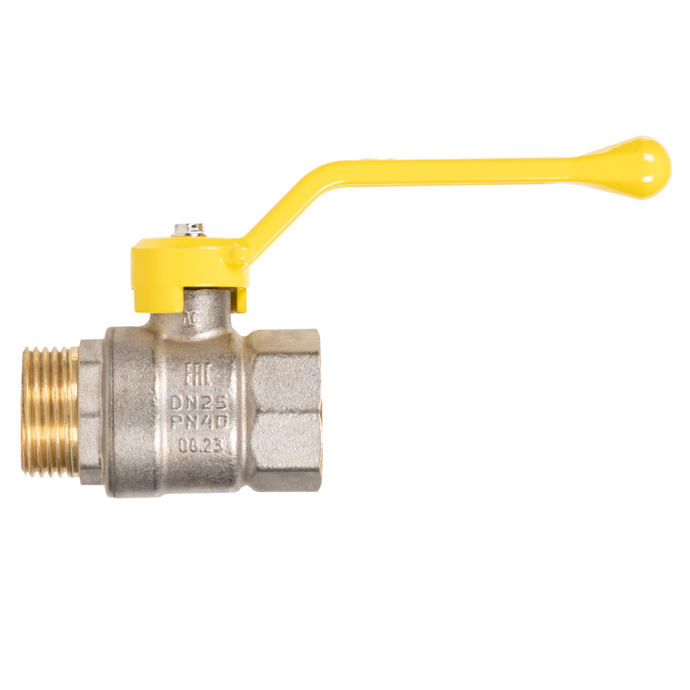 Кран шаровой латунный LD Pride 47.25.В-Н.Р.GAS Ду 25 Ру 40 вн-нр, (рычаг)