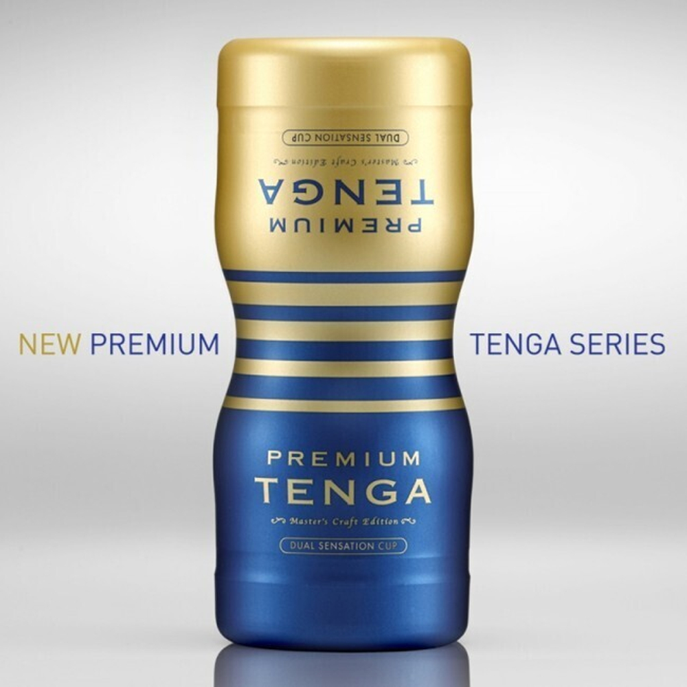 Мастурбатор PREMIUM TENGA DUAL SENSATION CUP (Цвет: синий, золотой, белый)