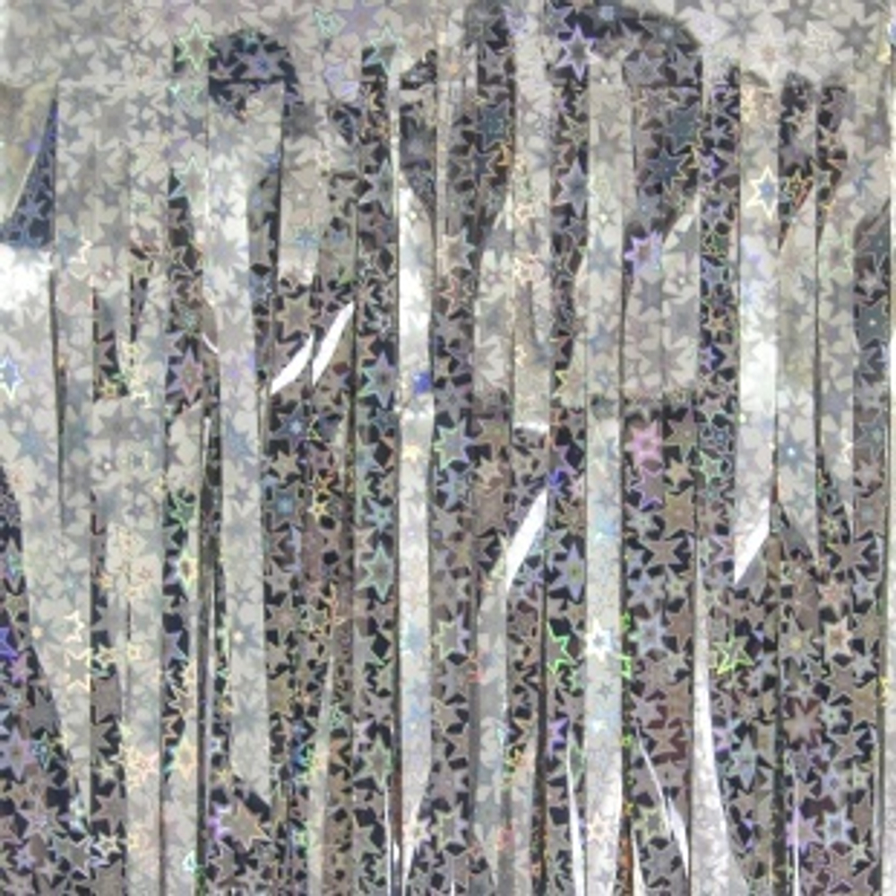 Занавес Дождик Звезды, Серебро, Голография, 60*200 см, 1 шт.