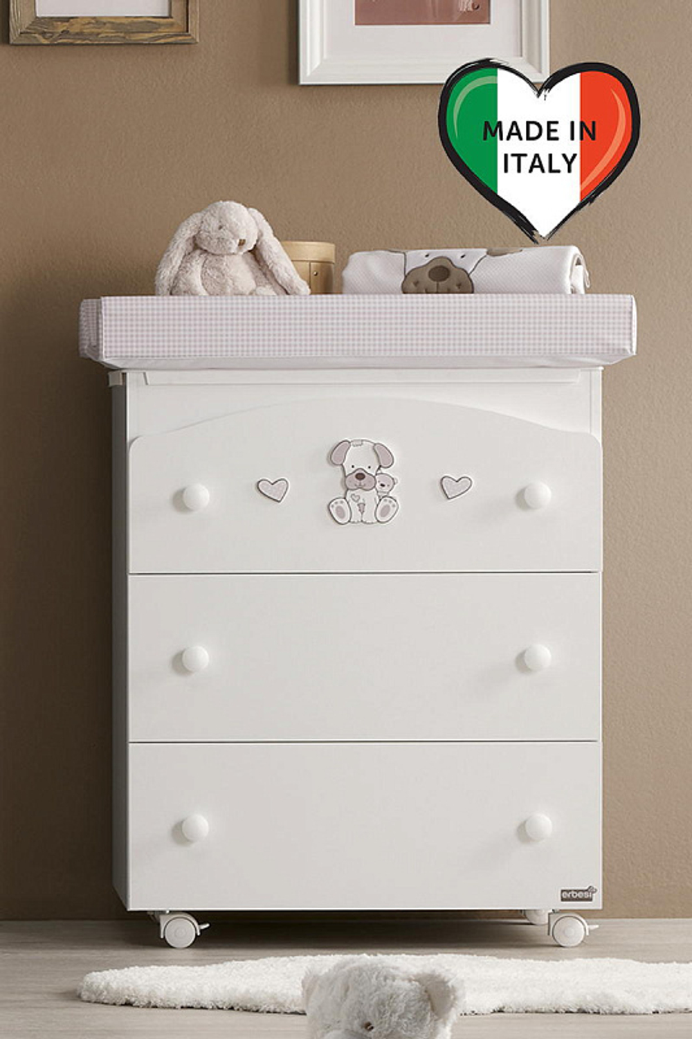 Пеленальный комод Erbesi Lucky белый/песочный